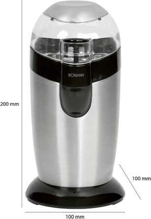 Електрична кавомолка Bomann KSW 445 CB inox Silber | З нержавіючої сталі, 120 Вт, 40 г, аромашлуз