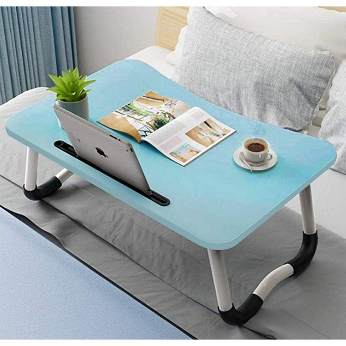 Регульований столик для ноутбука в ліжко, підставка для ноутбука, підставка для читання, 60 x 40 см (Блакитний)