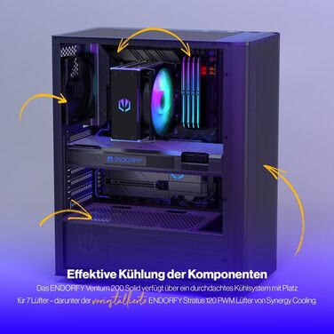 Корпус для ПК Endorfy Ventum 200 ARGB ATX з 4 вентиляторами 120mm ARGB, скло, Mesh-панель, широка сумісність з охолодженням