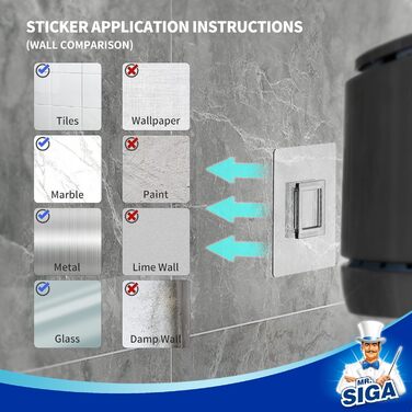 Набір для чищення унітазу Mr.SIGA з тримачем, чорний