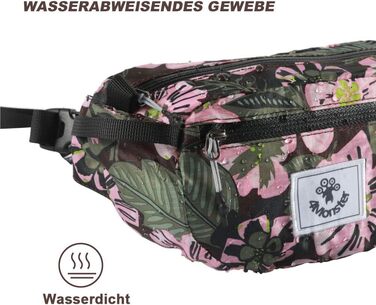 Водонепроникна поясна сумка 4Monster для чоловіків та жінок, 2L, армійний зелений/квітковий рожевий, для подорожей, спорту та активного відпочинку
