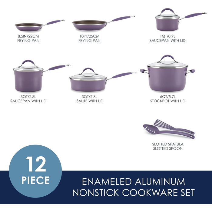 Набір посуду Rachael Ray Cucina Nonstick, 12 предметів, лавандовий