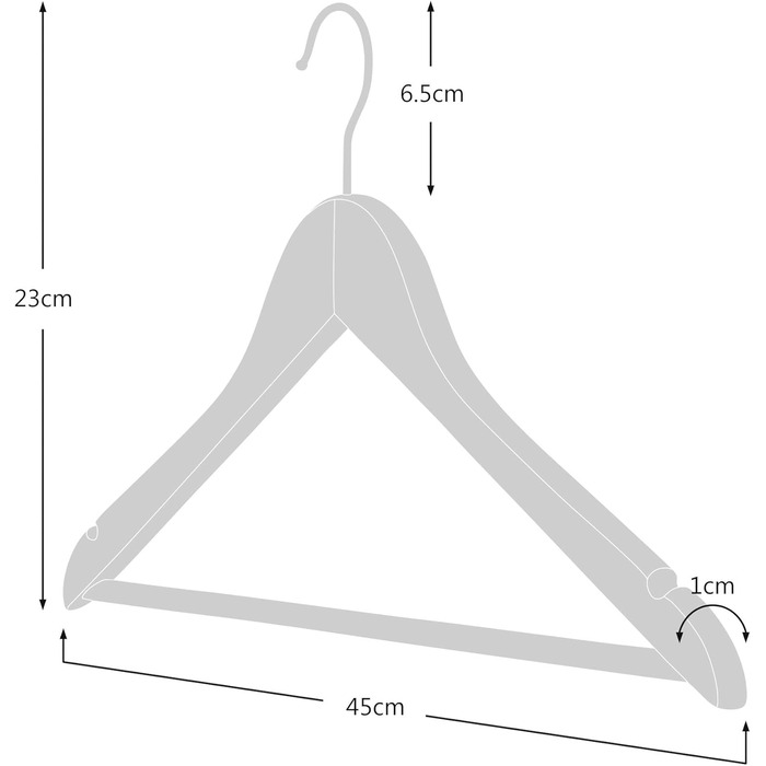30 дерев'яних вішалок натурального кольору з антиковзним тримачем для штанів - 45 см - Hangerworld