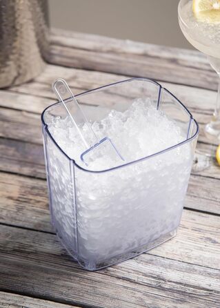 BarCraft Ice Crusher for Cocktails, with Ice Scoop, Plastic and Stainless Steel, 15.5 x 13.5 x 28cm, Transparent/Silver