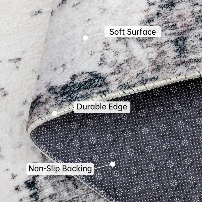 Теплі килими Calore для вітальні, спальні, їдальні. Антиковзаючі, м'які, коротковорсові, абстрактні сірі килими для легкої чистки (160 x 200 см, 80 x 120 см)