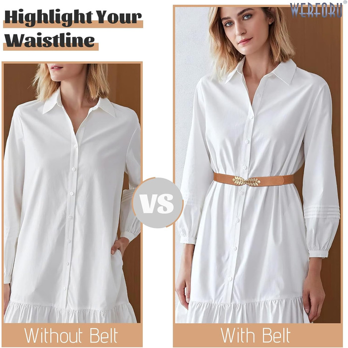 Еластичний пояс для жінок WERFORU: широкий, вінтажний, для суконь, чорний, білий, коричневий, бежевий, обхват талії 82-99 см