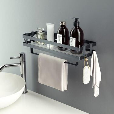 Настінна полиця для спецій та кухонного приладдя, 2 шт. сіра та чорна