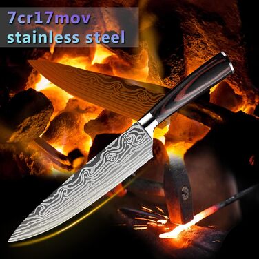 Набір ножів Dfito, 8 предметів: гострі ножі з нержавіючої сталі різних розмірів з зручними ручками. Кухонний набір ножів: гострі, стійкі до корозії, з неслизькими ручками. Модель D8 (5 шт.)