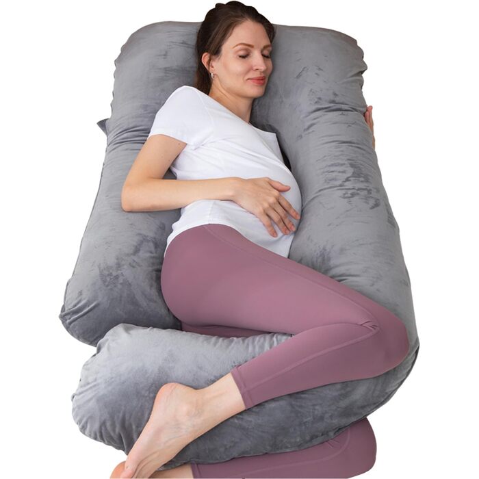 Ортопедична подушка для вагітних TaiBest U-подібної форми, сіра, бавовна