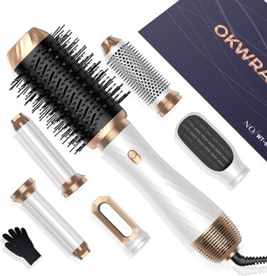 Набір для укладки волосся OKWRAP Air Styler 6-в-1: фен-щітка, плойка, об'єм, локони