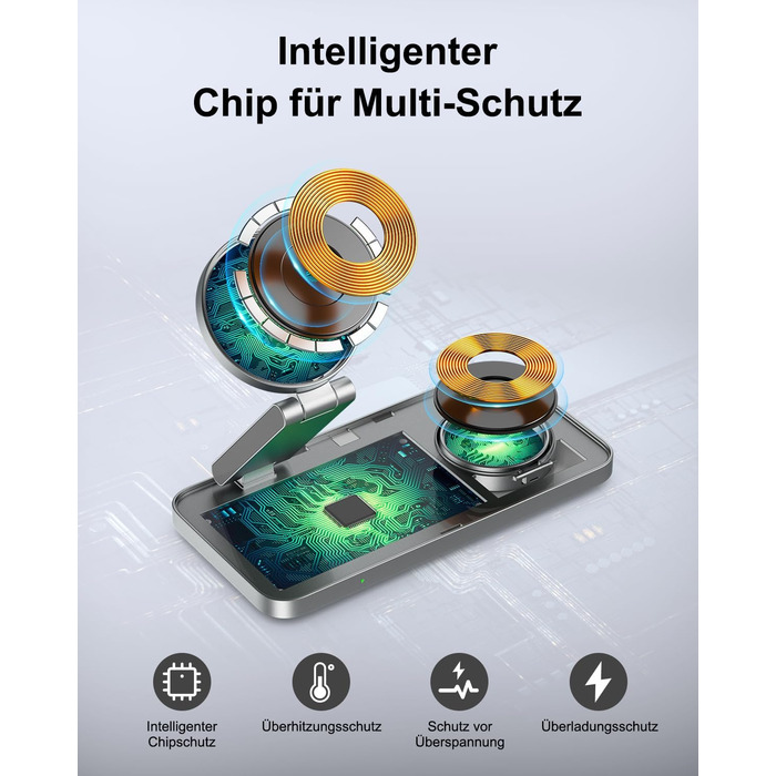 Бездротовий зарядний пристрій 3-в-1 MagSafe для iPhone, Apple Watch та AirPods Pro (Чорний)