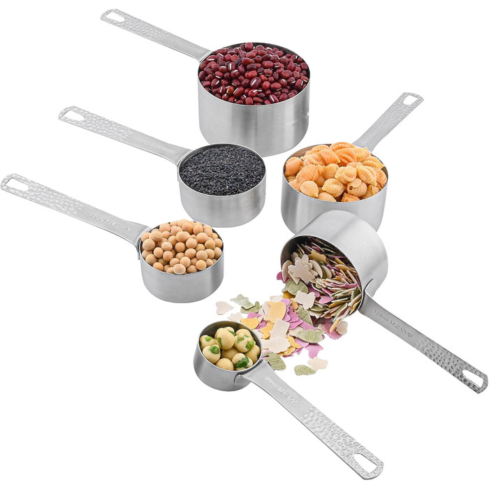 Viwehots Measuring Cups and Spoons, 14 Piece, 18/8 Stainless Steel Measuring Cups and Spoon Set, 6 Metric Measuring Cups and 7 Spoons, 1 Level, Dry Measuring Cups and Spoon Set for Baking and Kitchen