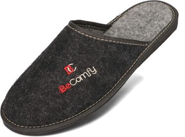 Чоловічі фетрові тапочки BeComfy з натурального фетру, з гумовою підошвою, 40-46 EU, чорний, зелений (40 EU, чорний, червоний)