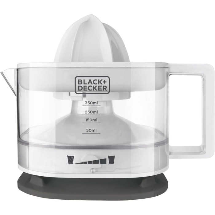 Електрична соковитискачка для цитрусових BLACK+DECKER BXCJ350E, 350W, нержавіюча сталь, регулятор м'якоті, 2 насадки
