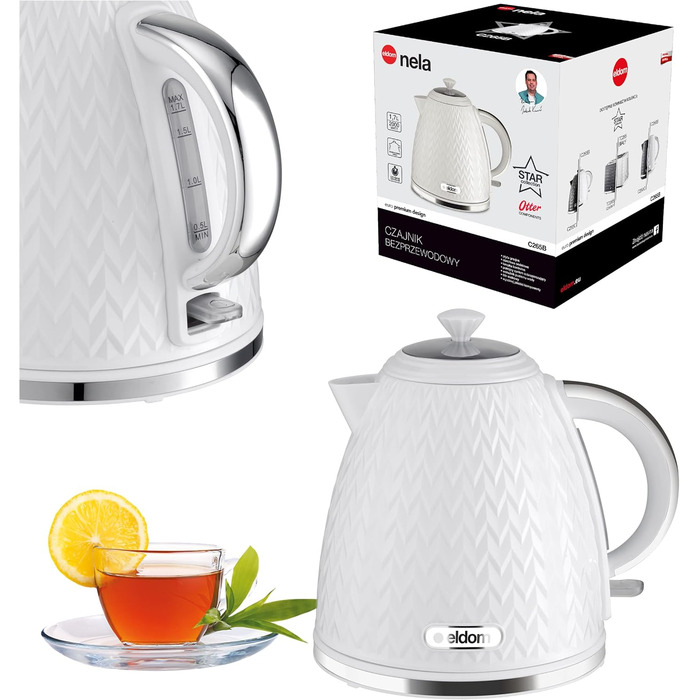 Електричний чайник Eldom C265B, 1.7 л, 2000 Вт, ретро дизайн, білий | Чайник для кухні
