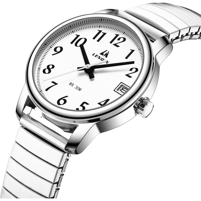 Жіночий годинник LN LENQIN: Водонепроникні годинники для жінок з нержавіючої сталі, кварцовий механізм, аналоговий дисплей, регульований ремінець, сріблястий колір, білий циферблат