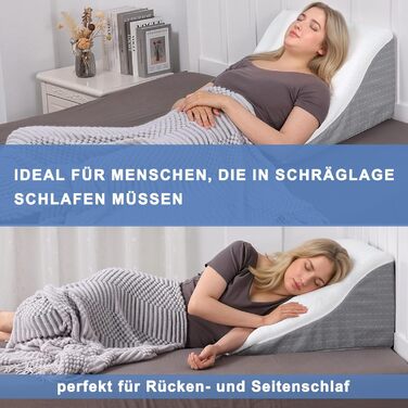 ТANYOO Подушка для читання в ліжко та на диван: ергономічна подушка-валик з піною з пам'яті ефекту, двошарова конструкція, підтримка спини, для рефлюксу, апное сну, комфортна спинка (55x55x25)