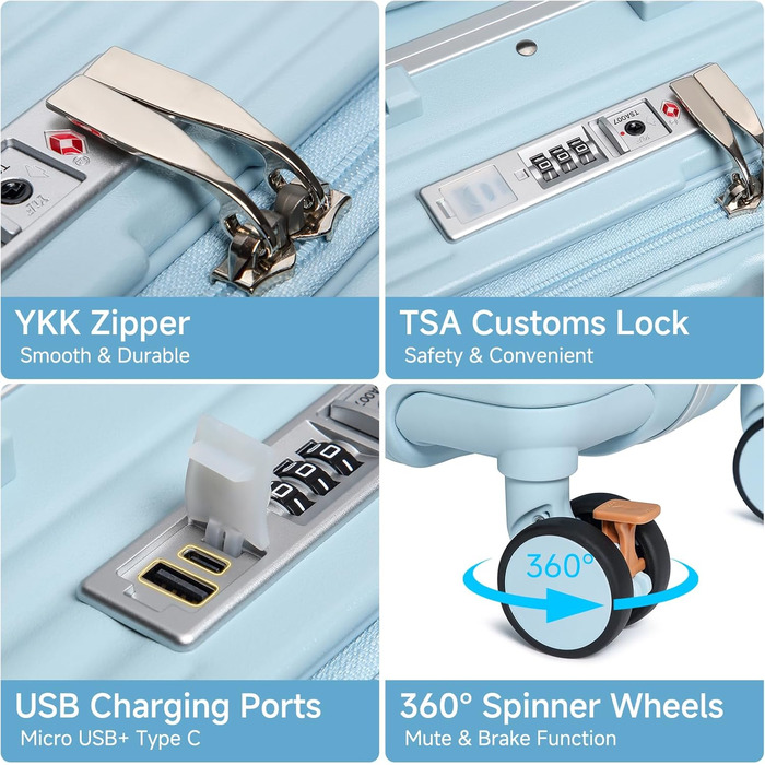 Набір валіз Sea Choice 2 в 1: Trolley 55/78 см, легкі, з TSA замком та тримачем для напоїв, зелений