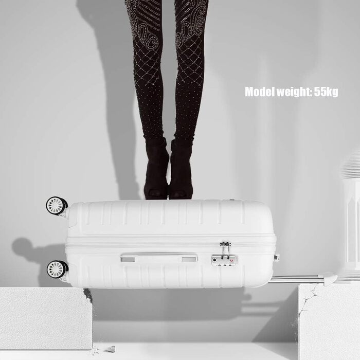 Валіза KONO Zwillingsrollen з TSA-замком, білий XL (76 см, 100 л)