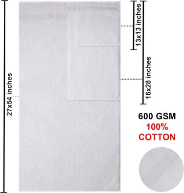 Набір махрових рушників American Bath Towels з 100% бавовни, білі, 6 предметів (2 великих банних, 2 для рук, 2 для обличчя), ультрам'які та гігроскопічні