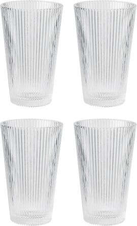 Stelton Pilastro Drinking Glasses - Ribbed Water Glasses Set - Dishwasher Safe, Stackable, for Hot & Cold Drinks - 350ml - Set of 4