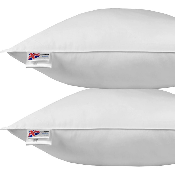 Homescapes medium-soft pillow set, 80 x 80 cm, 2-pack, goose feather and down pillow pair, Responsible Down Standard and Oeko-Tex certified, cover made of 100% cotton