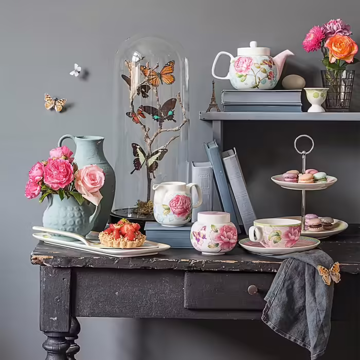 Villeroy & Boch Rose Cottage Sugar Bowl, 360 ml, Height: 8.5 cm, Premium Porcelain, White/Colorful