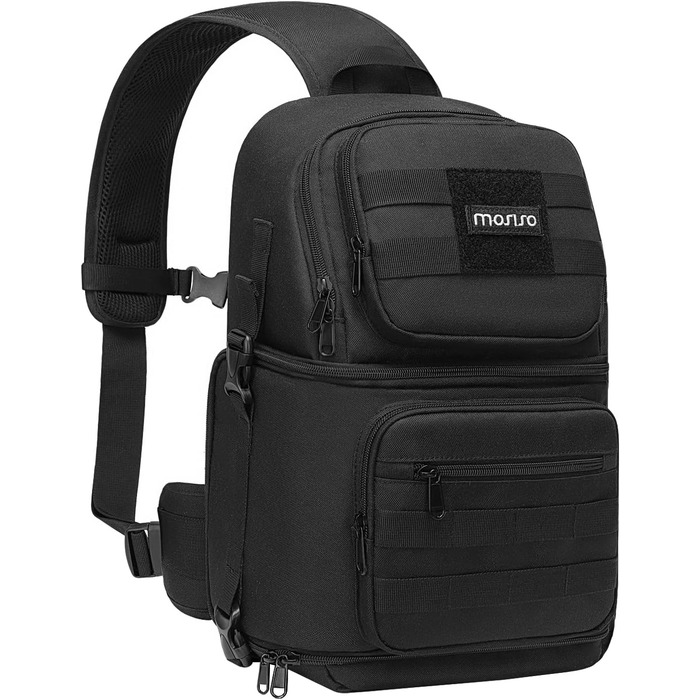 Сумка для камери MOSISO: тактична через плече для DSLR/SLR/беззеркальних камер з тримачем для штатива та знімними модулями (сумісна з Canon, Nikon, Sony, Fuji)