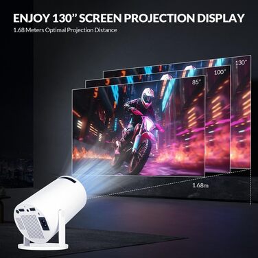 Mini проєктор Smart Beamer: 4K, Android 11, WiFi 6, Bluetooth 5.0, 180° обертання, для Android/iPhone/PC/Mac/Switch (білий)