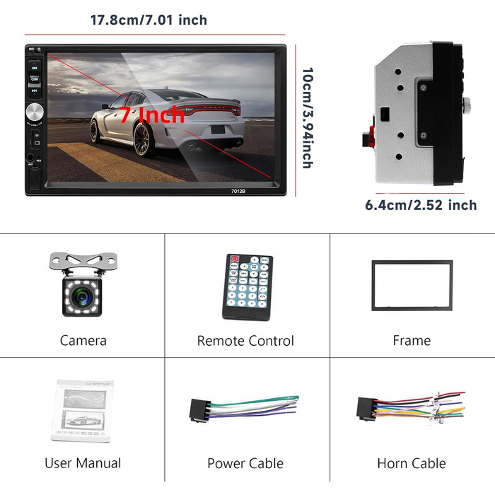 Автомагнітола 2 DIN з Bluetooth, 7