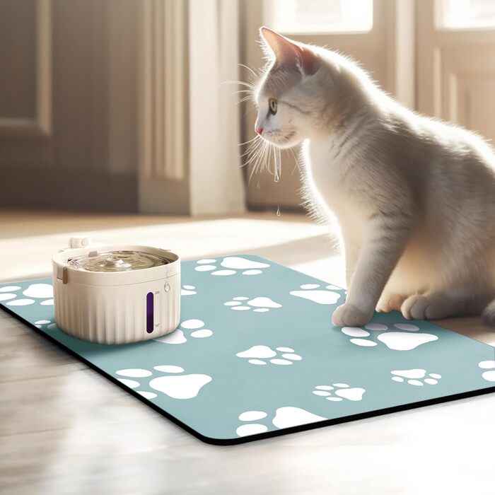 Підкладка під миску для котів JanYoo, 50x35 см, вологостійка, неслизька, сіра (4 шт.)