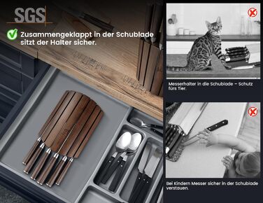 Набір кухонних ножів Messerset 7 предметів у японському стилі з магнітним блоком з акації, сталь карбонова, ергономічна ручка