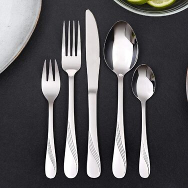 GRÄWE Cutlery Set for 6 People, 48-Piece - Flatware with Serving Pieces made of Stainless Steel, Rust-Proof, Nickel-Free - STRALSUND Series