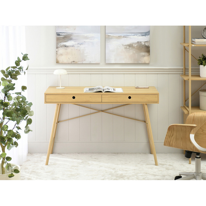 Письмовий стіл Mebel-Partner прямокутний, дуб натуральний, 120x46x76 см, 2 шухляди