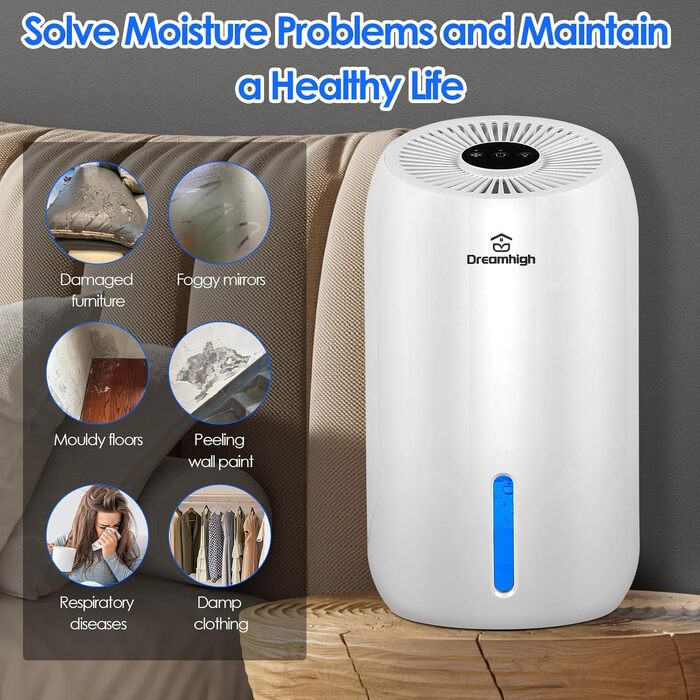 Електричний осушувач повітря Dreamhigh® 1.6L для ванної, підвалу, спальні (35 м²)