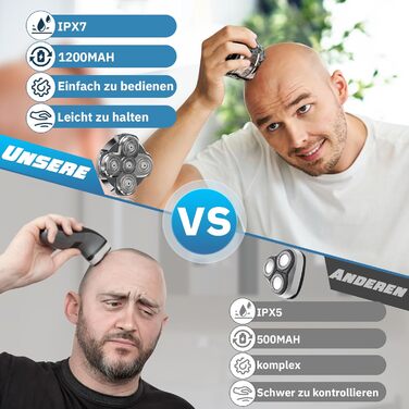 Електричний голковий голкоріз для чоловіків Luctry, 5D магнітний голкоріз для чоловіків з лисою головою, водонепроникний IPX7, для сухого та вологого гоління