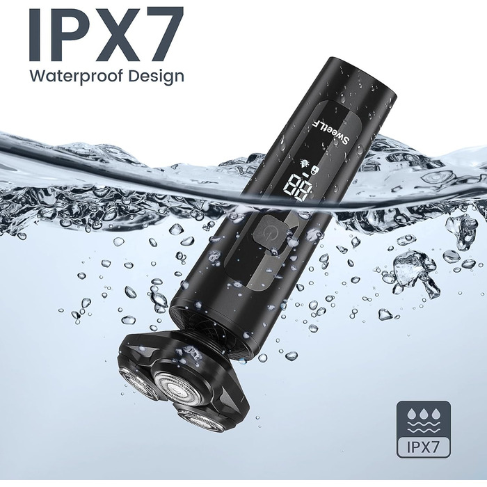 Електричний чоловічий бритва SweetLF з прецизійним тримером, мокрий/сухий, 5D ротаційний, перезаряджуваний, з блокуванням від перенесення, бездротовий (чорний)