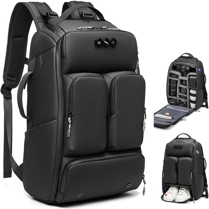 Рюкзак для камери Horfccid 23L: фотокамера, DSLR, ноутбук 15.6'', штатив (чорний)