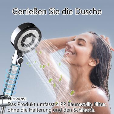 Fall Shower Head with Filter - High-Pressure Handheld Showerhead, Water-Saving with 1.5M Hose, Shower Head with 5 Spray Patterns and Stop Function, Shower Head with Hose, Chrome