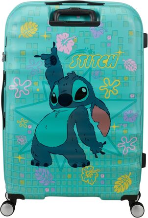 Чемодан American Tourister Wavebreaker Disney FL Spinner L, 77 см, 96 л, з принтом Stitch Flower, матове покриття