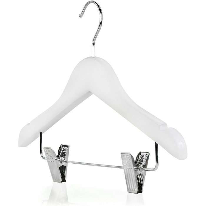 Дерев'яні вішалки для дитячого одягу Hangerworld з кліпсами (30см, білі) - 6 шт.