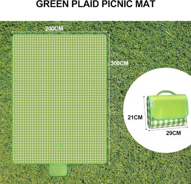 Плед для пікніка Reakoo 200x300 см, водонепроникний килим для пляжу XXL, з ручкою, антипісочний, пральний для кемпінгу, парку, саду