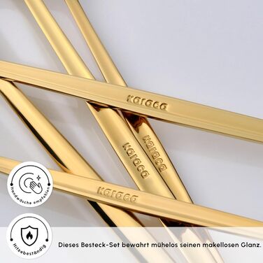 Karaca Orion Shiny Gold 30-Piece Cutlery Set - Knives, Forks, Spoons, Cake Forks, Stainless Steel, Dining Cutlery Tableware Set - Healthy and Hygienic, Modern Design