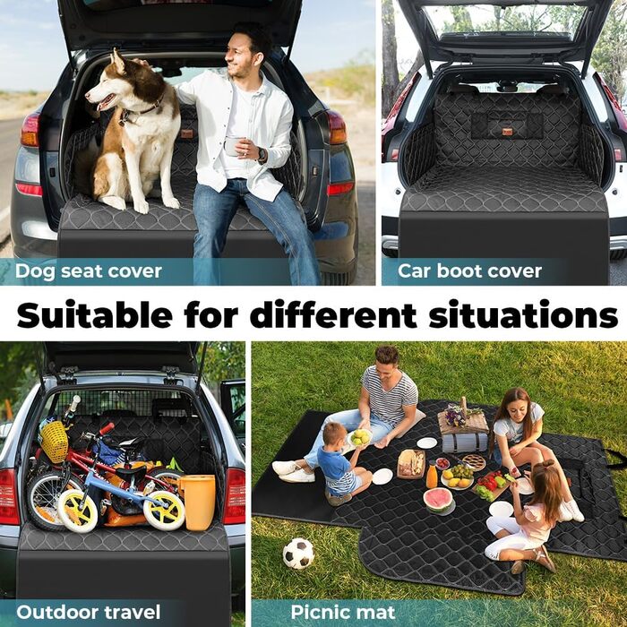 Захисна ковдра для собак у багажник авто KYG, 215x110 см, чорна, водовідштовхувальна, антиковзаюча