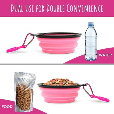 Складаний миска для собак TDL, 350 мл, рожевий: вода та корм для собак та котів