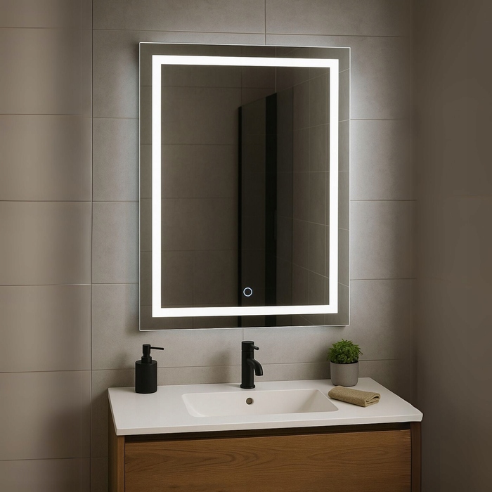 Дзеркало у ванну кімнату Luna 60 x 80 см з LED-підсвіткою та сенсорним вимикачем