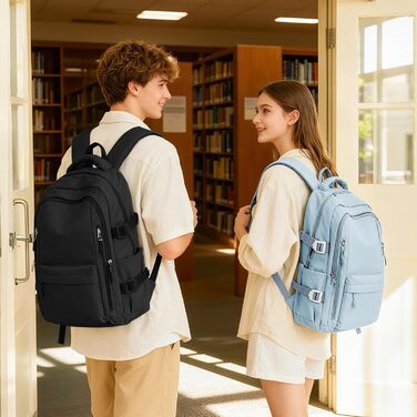 Шкільний рюкзак HYC00 для дівчаток та хлопчиків-підлітків, водонепроникний, з відділенням для 14-дюймового ноутбука, casual, для подорожей та навчання, M4-зелений (M7-світло-блакитний)