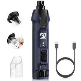 Електричний тример для собак Casfuy 6-в-1 з підвищеною потужністю (50%), тихий, з LED-підсвіткою та збирачем пилу, 4.8V, для великих порід (блакитний)