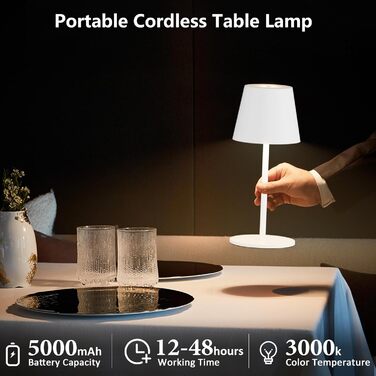 Світлодіодний акумуляторний настільний світильник 26 см, 5000mAh, IP54 (2 шт.) - кемпінговий, для ресторану, спальні, бару