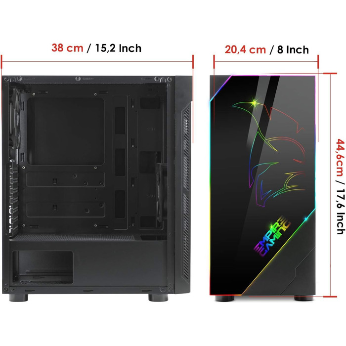 Корпус для ПК EMPIRE GAMING Spartan ARGB: середній ATX-корпус з LED підсвічуванням та скляною панеллю